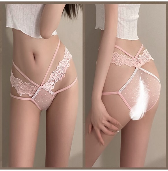 FEE ET MOI - Seductive Lace Open-Crotch Panties (Pink) FEE ET MOI - Seductive Lace Open-Crotch Panties (Pink)